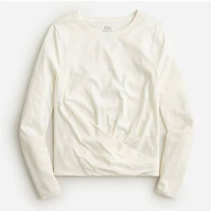 NWT J.Crew WHITE BROKEN-IN JERSEY TWIST-FRONT LONG-SLEEVE T-SHIRT SIZE S.